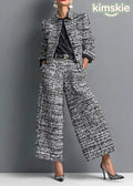 2026 New Black Collar Short Jacket And Pants Set Autumn