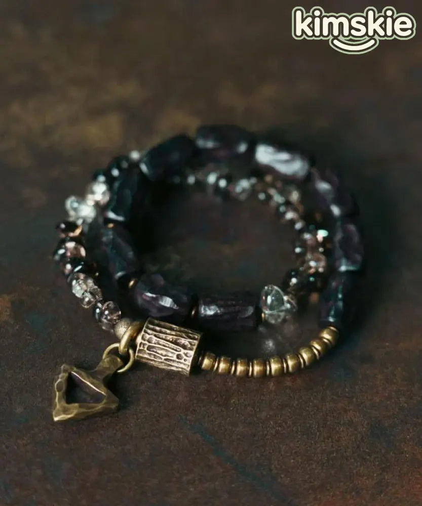 Casua Colorblock Copper Ebony Patchwor Crystal Unisex Charm Bracelet