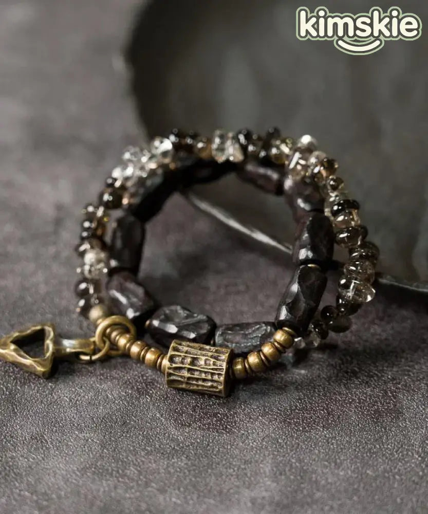 Casua Colorblock Copper Ebony Patchwor Crystal Unisex Charm Bracelet