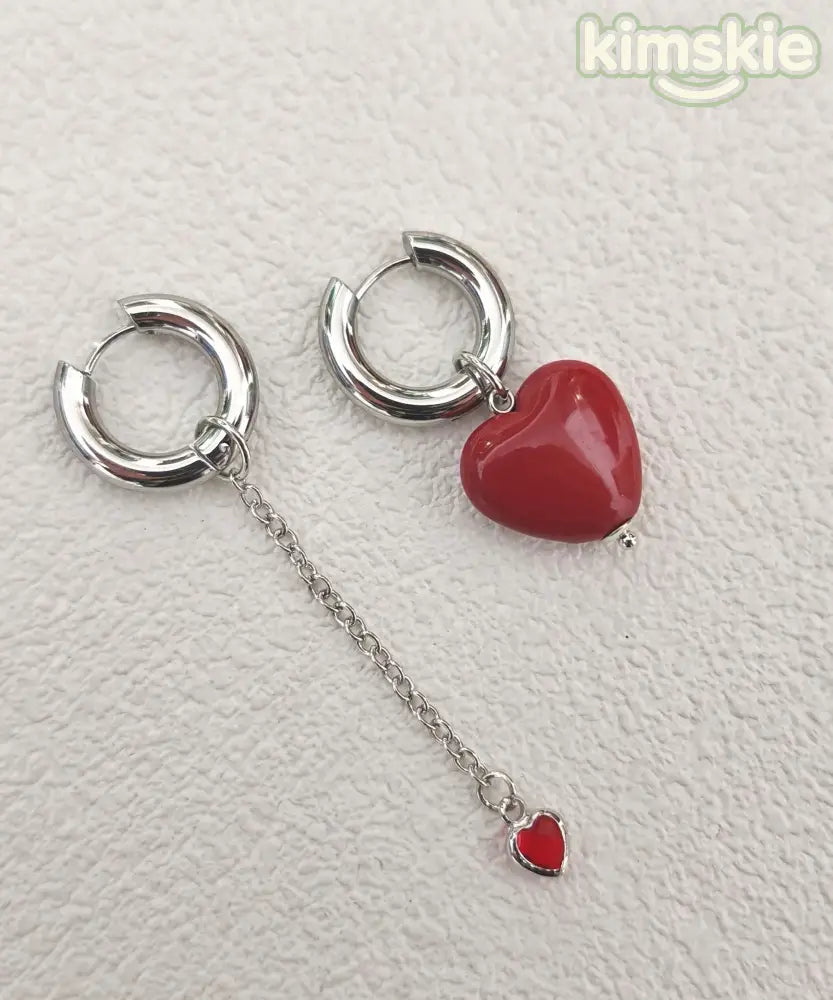 Chic Silk Stainless Steel Asymmetrical Love Drop Earrings