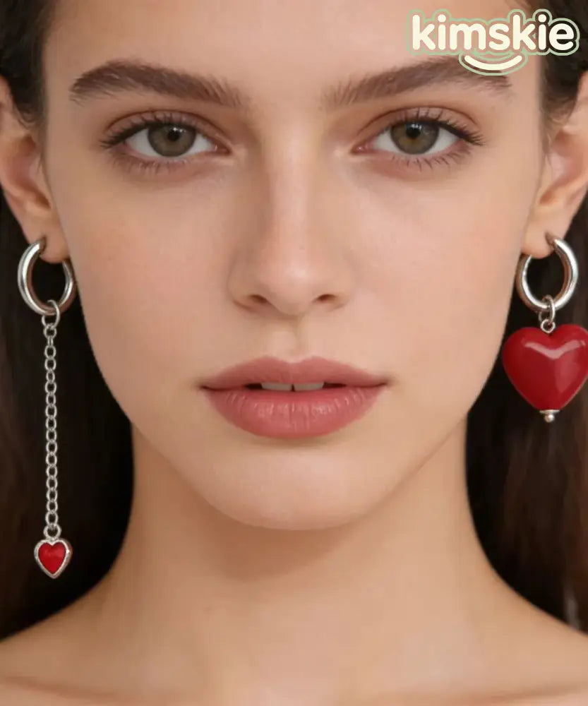 Chic Silk Stainless Steel Asymmetrical Love Drop Earrings