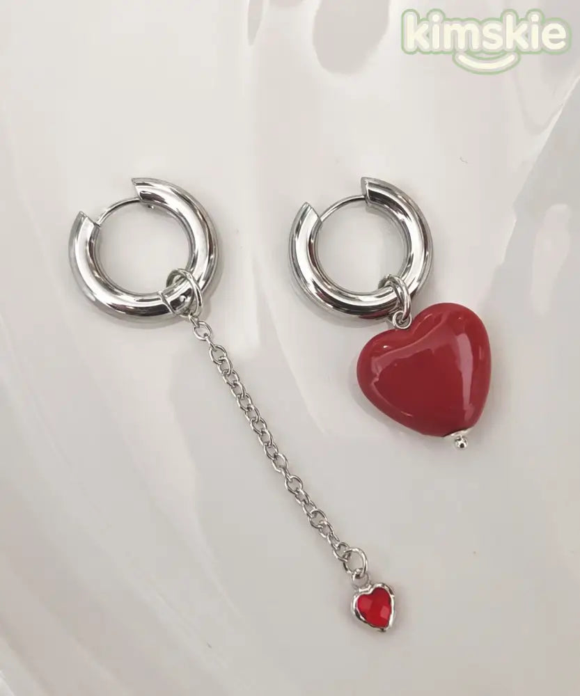 Chic Silk Stainless Steel Asymmetrical Love Drop Earrings