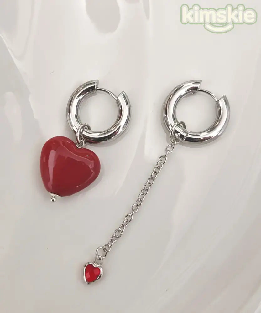 Chic Silk Stainless Steel Asymmetrical Love Drop Earrings