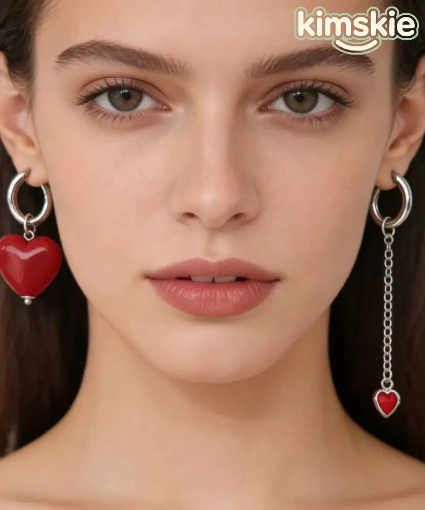 Chic Silk Stainless Steel Asymmetrical Love Drop Earrings