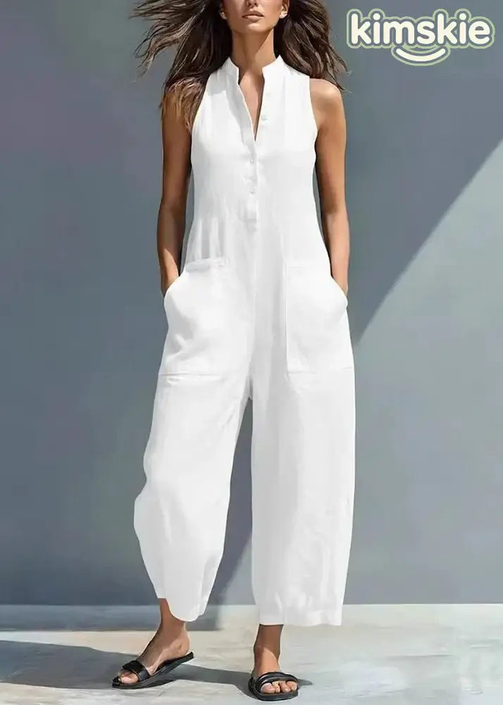 French Black Patchwork High Waist Solid Jumpsuits Sleeveless