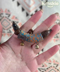 Handmade Orange Weave Pea Horns Dachshund Pendant Necklace