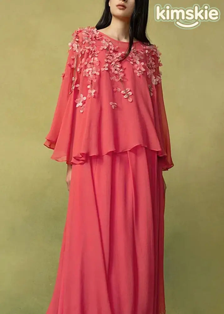 New Yellow O-Neck Petal Shawl And Dress Two-Piece Set Summer